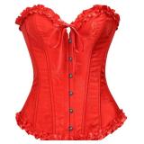 SZIVYSHI Poppy Red Corset Top for Women - Overbust Lace Up Waist Cincher Bustier Lingerie - Corsett - Size S