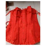 SZIVYSHI Poppy Red Corset Top for Women - Overbust Lace Up Waist Cincher Bustier Lingerie - Corsett - Size S