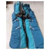 IDOMIK Warm Dog Coat with Harness, Waterproof Reflective Dog Jackets for Small Medium Large Dogs, Fleece High Collar Winter Jacket with Zipper, Pet Winter Snowsuit Clothes for Cold Weather,Blue S