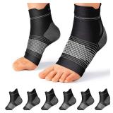 Plantar Fasciitis Sock (6 Pairs) for Men and Women, Compression Foot Sleeves with Arch and Ankle Support, Black, X-Large
