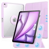 SPARIN Case for iPad Air 13 Inch M3 2025/M2 2024 ((7th/6th Generation), Removable Magnetic Cover with Apple Pencil Holder, Portrait and Landscape Stand, Auto Wake/Sleep - Black