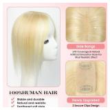 isheeny Hair Toppers For Women Real Human Hair Platinum Blonde 12Inch Human Hair Topper for Women, 2 Clips Secure Hold, Realistic Artificial-Base Scalp For Changing Your Look