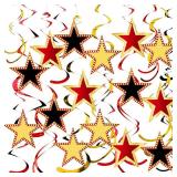 Lenwen 39 Pieces Star Style Red Gold and Black Hanging Swirls for Movie Night Decorations Red Carpet Party Decorations Bridal Shower Birthday Party Supplies