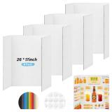 BXIHUR 4 Pcs Trifold Poster Board, 26x17 inches White Poster Board Comes with Sticky Accessories, Corrugated Presentation Boards, Display Board for School Projects, Business Presentations