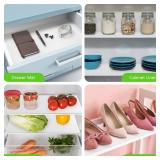 Shelf Liners for Kitchen Cabinets Non Adhesive Drawer Liner for Bathroom Waterproof Refrigerator Liners for Shelves Fridge Plastic Mats Cabinet Cupboard Liner White 11.8 x 59 Inches