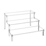 WEERSHUN 3 Tier Acrylic Display Stand Risers, Clear Tabletop Display Shelf for Perfume, Figures & Collectibles, Thick Acrylic Organizer for Cupcake, Cosmetics & Home Decoration