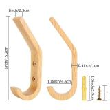 LOEQIAN 8 Pack Wooden Hooks for Hanging Coats, Natural Wood Coat Hooks Wall Mounted, Heavy Duty Wooden Towel Hooks, Single Hook Hat Rack for Clothes Hat Hanger Towel Rack Key Bag