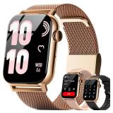 Trendia Smart Watches for Women, 1.83" HD Fitness Tracker (Answer/Make Calls), 120+ Sport Modes with Heart Rate/Sleep Monitor, IP68 Waterproof, Fitness Watch for iOS Android, Gold