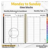 SUNEE 2026 Appointment Book, Quarter-Hourly, Weekly & Monthly - from January 2026 - December 2026, 8.5"x11" Weekly Planner, Flexible Cover, Note Pages, Pockets, Bookmark, Spiral Binding, Black