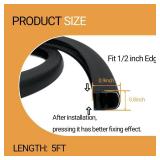 PACIXU U-Shape Edge Banding - Fits 1/2" Edge, Rubber Trim for Sharp/Rough Surfaces, Veneer, Sheet Metal, Tables, Cars, Trucks, Boats & More - 5FT