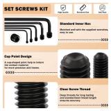 490 Pcs SAE Set Screw Assortment Kit, 12 Sizes (1/8"-40 to 5/16"-18), 12.9 Class Alloy Steel, Internal Allen Drive Cup Point Screws for Bathroom Fixtures, Door Handles