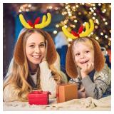 HEYFIZZ Deer Antler Headband with Dog Ears, Reindeer Horn Headpiece,Halloween Christmas Costume Accessories for Adult