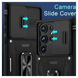 DEERLAMN Case for Samsung Galaxy S20 Ultra with Slide Camera Cover, Rotated Ring Kickstand Military Grade Shockproof Protective Cover-Black