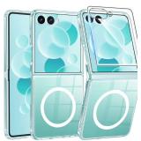 FNTCASE for Samsung-Galaxy Z-Flip-7 Magnetic Case: Clear Military Grade Drop Protection Anti Yellowing Cell Phone Cover - Rugged Shockproof Protective Bumper Transparent Phonecase