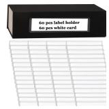 Owl Focus Label Holders Adhesive Shelf Tag Clear Shelf Tag Index Card Pockets Plastic Drawers File Cabinet Storage Bins Label Holder for Supermarket Bookshelf Mailbox Business Kitchen,Pack of 60