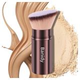 Makeup Brush Kabuki Face Brushes Retractable Travel Blush Kabuki Brush Portable Flawless for Foundation, Powder Blush, Bronzer, Buffing, Liquid, Cream, Cruelty Free with Cover(Brown)