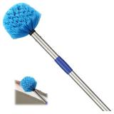 Extended Reach Cobweb Duster with 8-Foot Pole - Medium Bristle Brush for Ceiling, Wall, and Indoor/Outdoor Cleaning, Lightweight Stainless Steel (8 FT)