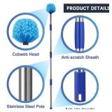 Extended Reach Cobweb Duster with 8-Foot Pole - Medium Bristle Brush for Ceiling, Wall, and Indoor/Outdoor Cleaning, Lightweight Stainless Steel (8 FT)