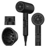 FUNTIN Hair Dryer, Blow Dryer with Diffuser Brush Comb for Women 4C Thick Curly Hair 1800w-Professional Black