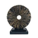 aboxoo Abstract Staute,Modern Decorative Home Decor,Office Desk Sculpture for Men,Creative Round Line Ornament for Bookshelf,Bedroom,Desktop,Dining Table(Copper Black)