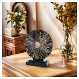 aboxoo Abstract Staute,Modern Decorative Home Decor,Office Desk Sculpture for Men,Creative Round Line Ornament for Bookshelf,Bedroom,Desktop,Dining Table(Copper Black)