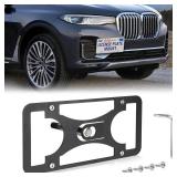 No Drill Front License Frame Compatible with BMW X7 2019-2026 Anti-Theft License Plate Tow Hook Mount Holder Car Tag Covers Rust-Proof, Rattle-Proof Car Accessories