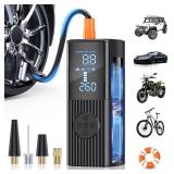 Hafuloky Tire Inflator Portable Air Compressor, 180PSI and 3X Faster Portable Air Compressor with Digital Pressure Gauge, Cordless Air Pump with Powerful Battery, for Car, Motorcycle, Bike, Ball