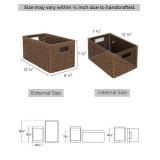 StorageWorks Round Paper Rope Storage Baskets, Rectangular Wicker Baskets with Built-in Handles, Medium, 2-Pack
