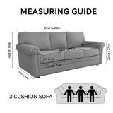 Pfrstuv 100% WaterproofCouch Cover 4-Piece Set Striped Sofa Slipcovers for 3 Cushion Couch Sofa Covers with TPU Leakproof Bottom Stretch Couch Protector Pet Proof - Sofa(3-Cushion), Ivory
