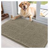 OLANLY Dog Door Mat for Muddy Paws 36x24, Absorbs Moisture and Dirt, Absorbent Non-Slip Washable Doormat, Quick Dry Chenille Mud Mat, Entry Indoor Entryway Carpet for Inside Floor, Warm Taupe