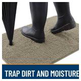 OLANLY Dog Door Mat for Muddy Paws 36x24, Absorbs Moisture and Dirt, Absorbent Non-Slip Washable Doormat, Quick Dry Chenille Mud Mat, Entry Indoor Entryway Carpet for Inside Floor, Warm Taupe