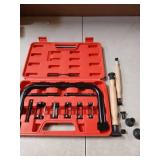 NYXOVA Valve Spring Compressor C Clamp Service Kit with 2 Valve Lappers, Auto Compression C-Clamp Tool Service Kit for ATV, Car, Motorcycle,Small Engine Vehicle Equipment (Red)