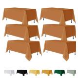 Fitable 6 Pack Bronze Rectangle Table Clothes - 70 x 108 Inch - Wrinkle and Stain Resistant Fabric Fall Tablecloths, Washable Polyester Table Covers for Wedding Thanksgiving Party Banquet Events