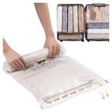 TAILI 12 Pack Travel Compression Bags, Roll Up Space Saver Bags (6 Large+6 Medium), No Vacuum Needed Reusable Packing for Luggage, Suitcase, Backpack, Travel Essentials, Clear