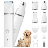 Veeconn Dog Clippers Grooming Kit Hair Clipper-Low Noise Paw Trimmer- Rechargeable - Cordless Quiet Nail Grinder Shaver for Cats and Other Pets