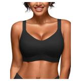 Supportive Jelly Bras for Women - Full Coverage Bra for Older No Underwire - Wireless Plus Size Seamless Lifting Bralette XL Black