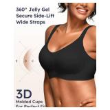 Supportive Jelly Bras for Women - Full Coverage Bra for Older No Underwire - Wireless Plus Size Seamless Lifting Bralette XL Black