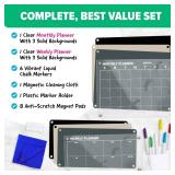 Acrylic Calendar for Fridge - Magnetic Calendar for Refrigerator - 2pc Family Refrigerator Magnetic Dry Erase Planning Board Monthly Weekly - Fridge Calendar - 6 Liquid Chalk Markers & 3 Backgrounds