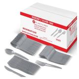 PLASTICPRO 1000 piece Cutlery Combo set of Silver Plastic Forks, Spoons, and Knives Disposable Colored Cutlery Bulk Pack Variety Pack for Party Home Office