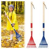 Suclain 2 Pcs Kids Rake with Hardwood Handle Small Child Size Multicolor 28