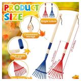 Suclain 2 Pcs Kids Rake with Hardwood Handle Small Child Size Multicolor 28