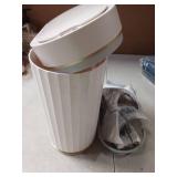 ELPHECO Automatic Motion Sensor Trash Can - 2 Gallon Slimline for Bathroom, Bedroom, Kitchen, Office - White with Gold Trim