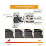 Chibery 10 Pack 1-1/2" Overlay 4D Soft Close Concealed Hinges for Face Frame Door, Adjustable Closing Speed, Smooth Slow Self Close Hinges, Satin Nickel, 105° Open Angle Stainless Steel Cabinet Hinge