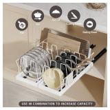 Magheo 2 Pack Pots and Pans Organizer Under Cabinet, 22" Deep Expandable Pull Out Pot Lid Organizer and Storage with 10 Adjustable Dividers No Drill Pot and Pan Holder Rack with Handle Bracket(White)