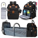 KABAQOO Diaper Bag Backpack with Detachable Changing Station, Large Capacity Baby Diaper Bags for Boys & Girls, Baby Registry Search Stuff & Shower Gifts, Newborn Essentials Must Haves, Black-2s