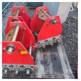 Set of 3 Industrial Red Metal Trollys