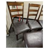 Brown Wood Dining Table, 3 Chairs and Bench