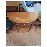 Mid-Century Solid Wood Demilune Console Table