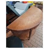 Mid-Century Solid Wood Demilune Console Table