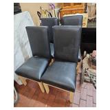 Set of 4 Upholstered Black Faux Leather Dining Chairs - 4 Pc